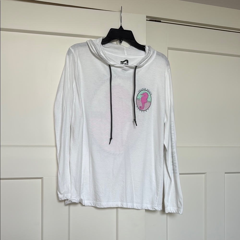 Surf Style White Hoodie with Black Logo